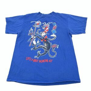Vintage 1997 Dr Seuss Life's A Great Balancing Act T-Shirt Large Mens Adult Blue
